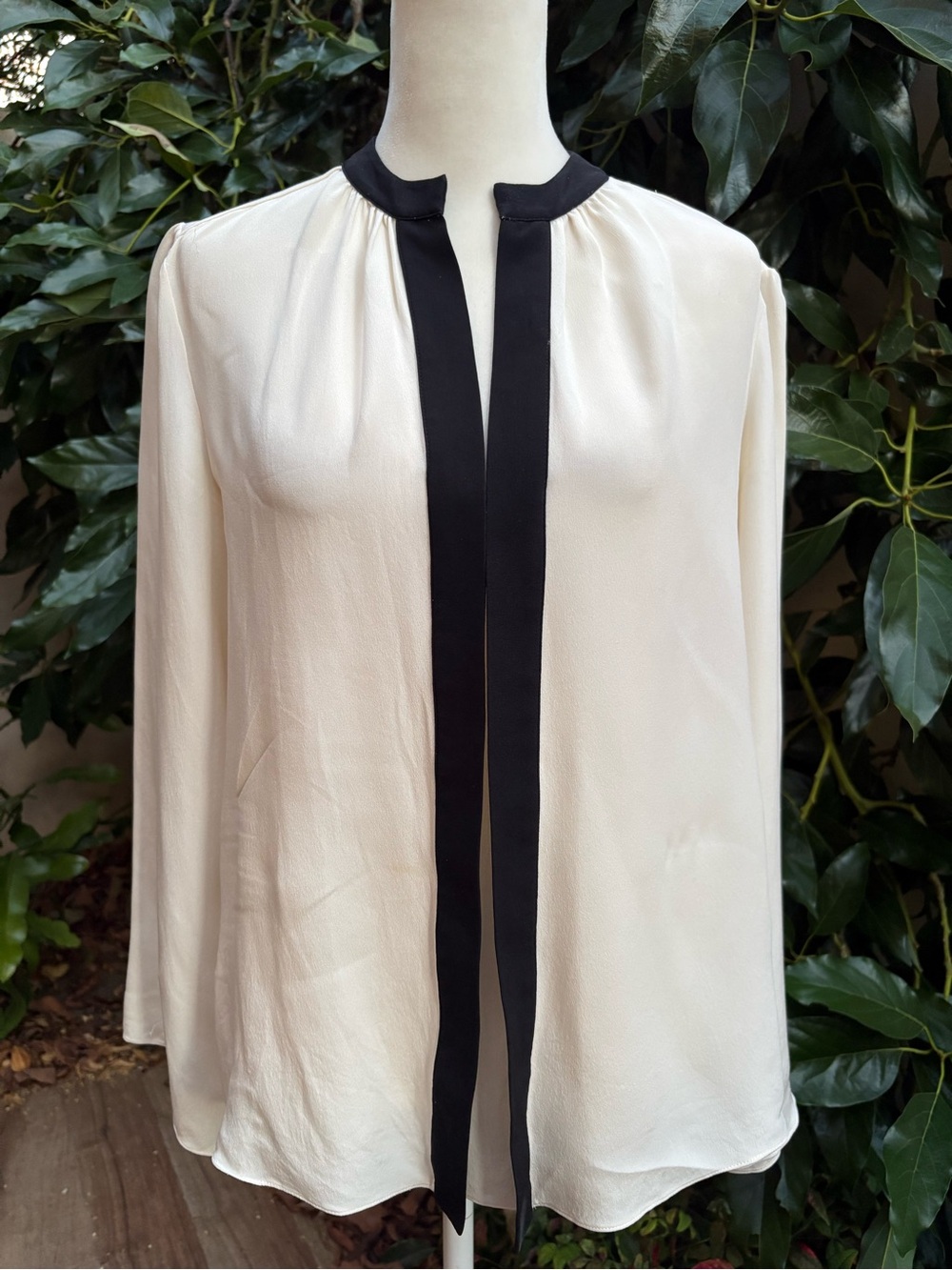 Derek Lam Cream Blouse with Black Trim